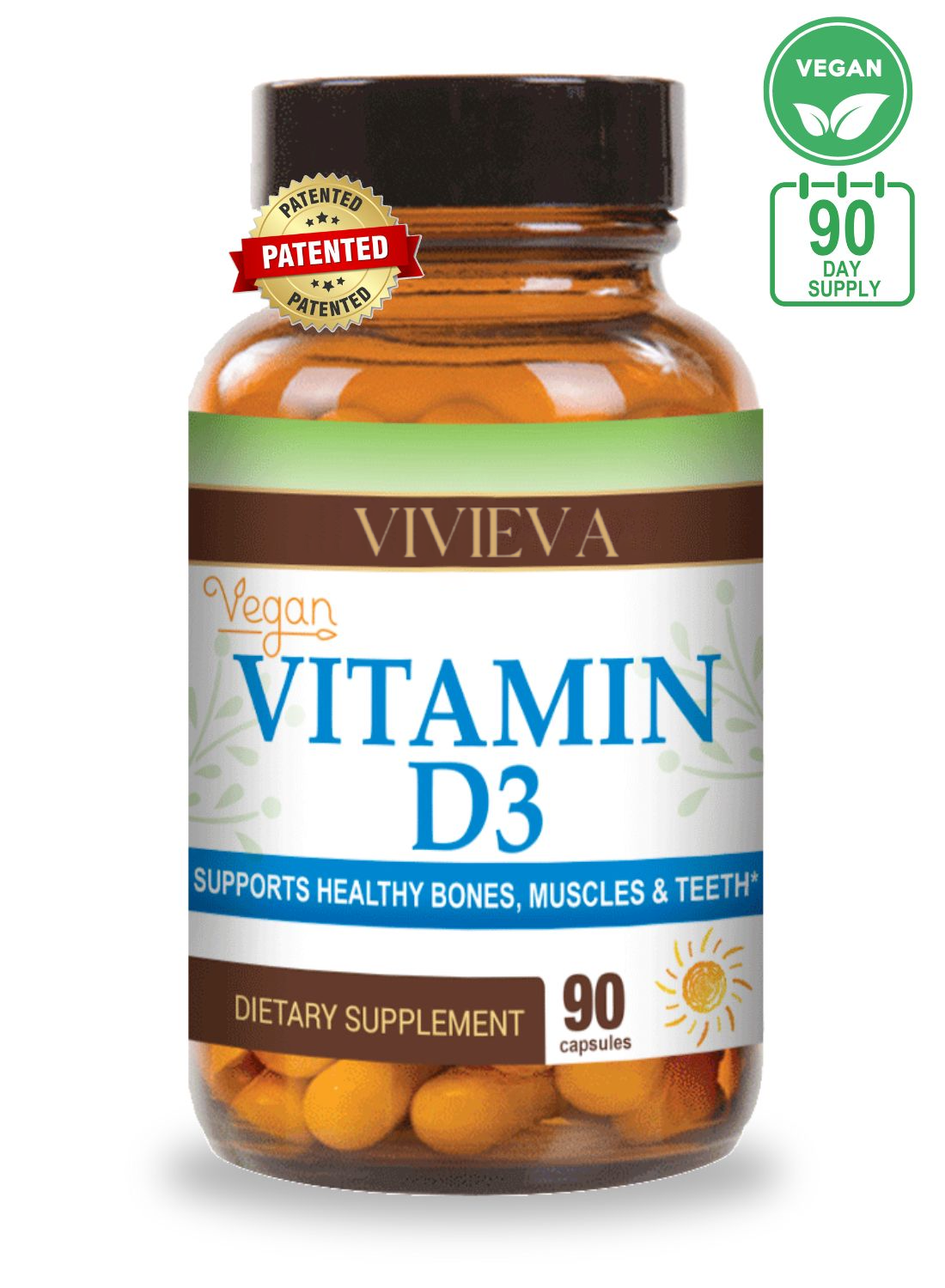 VIVIEVA® Vitamin D3 - Plant Derived 90 Capsules